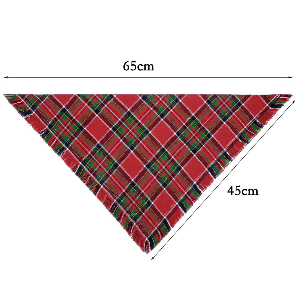 Autumn Pet Collection | Classic Plaid Dog Bandana with Tassel Edges | Stylish Accessory for Fall Festivities 2