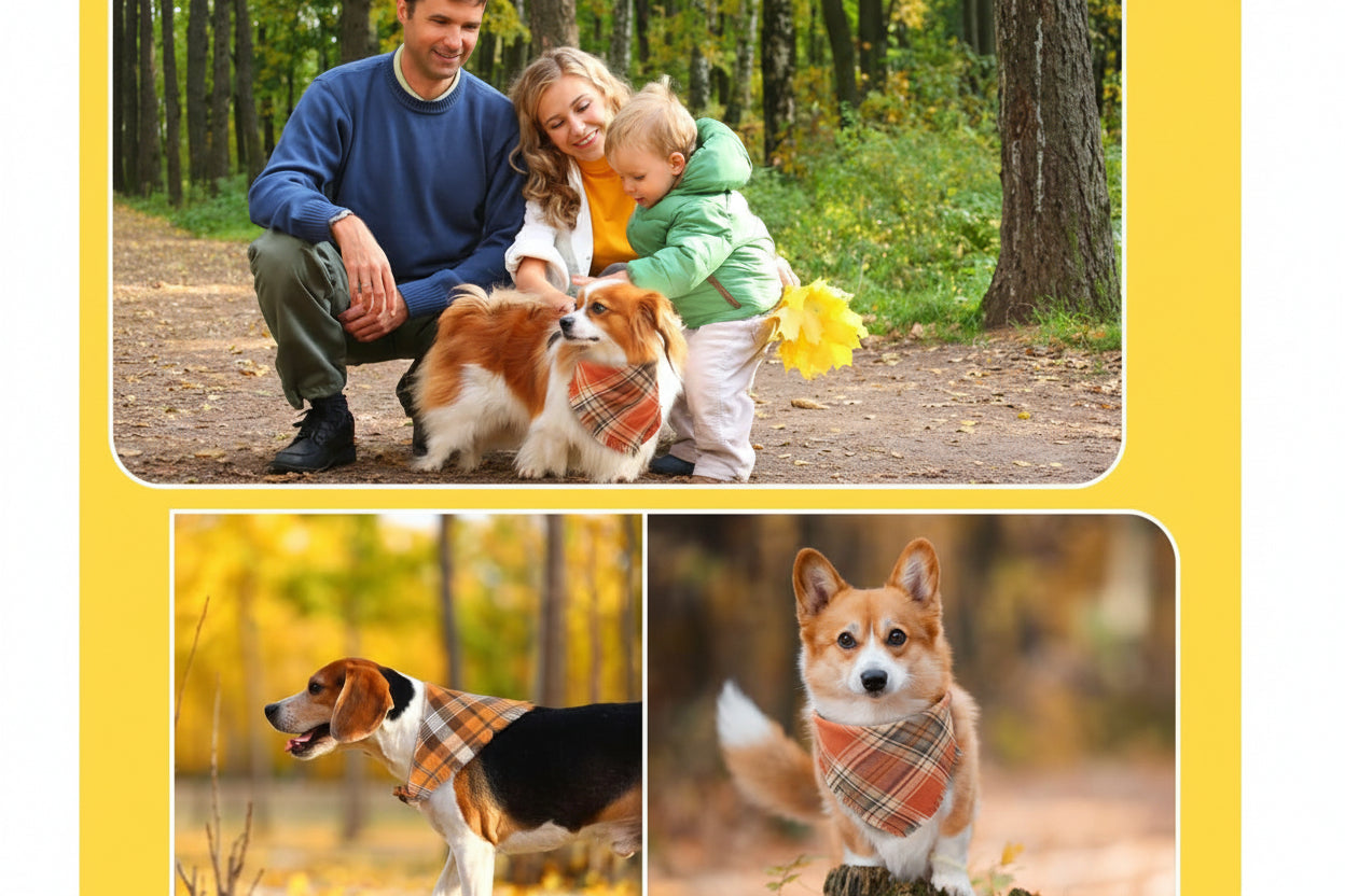 Autumn Pet Collection | Classic Plaid Dog Bandana with Tassel Edges | Stylish Accessory for Fall Festivities 5