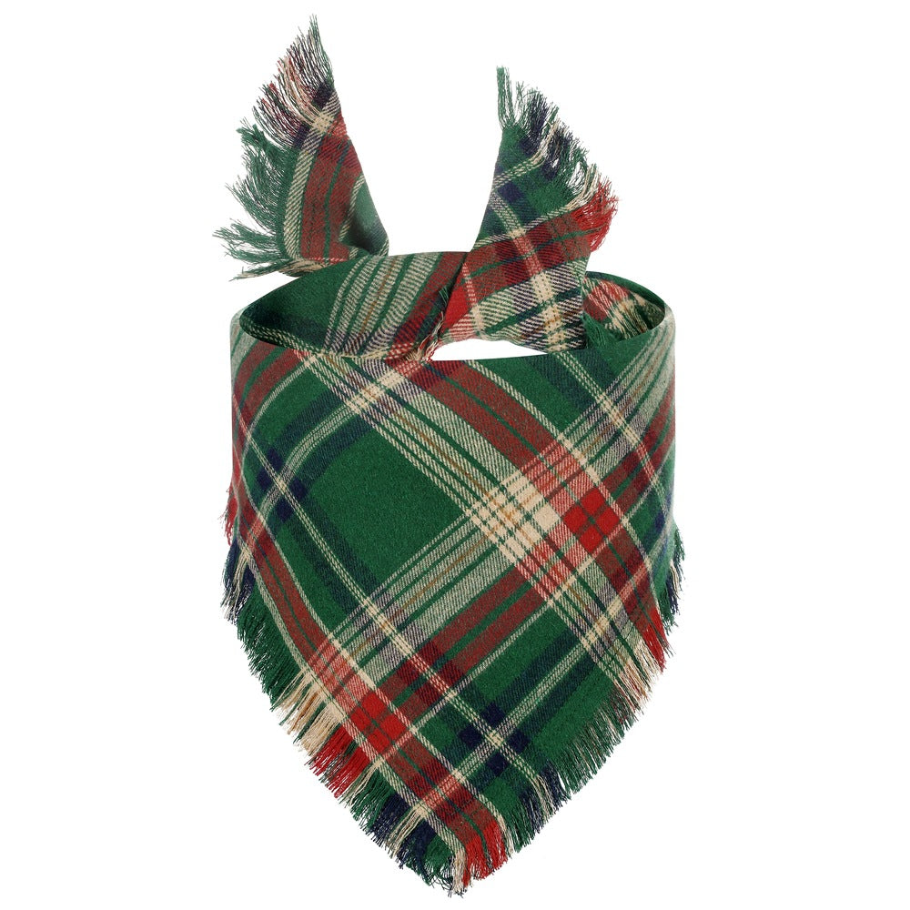 Autumn Pet Collection | Classic Plaid Dog Bandana with Tassel Edges | Stylish Accessory for Fall Festivities 7