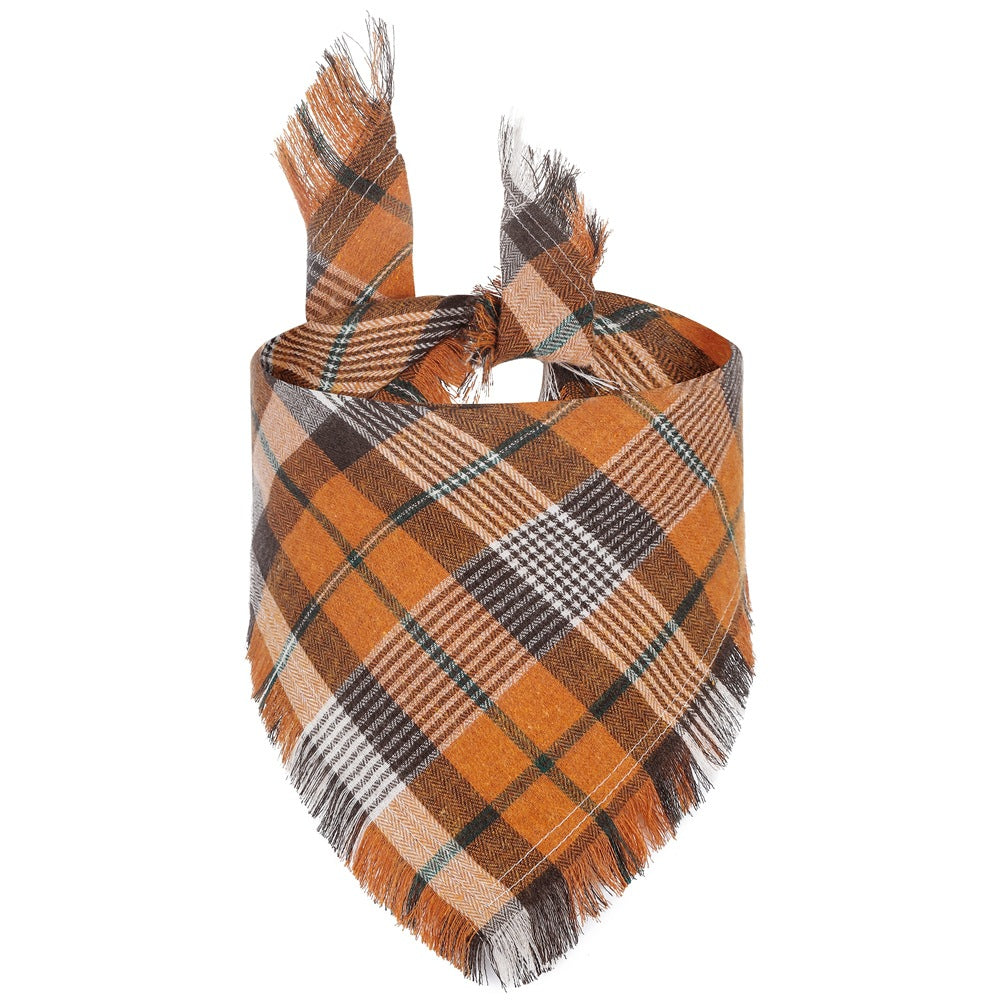 Autumn Pet Collection | Classic Plaid Dog Bandana with Tassel Edges | Stylish Accessory for Fall Festivities 8