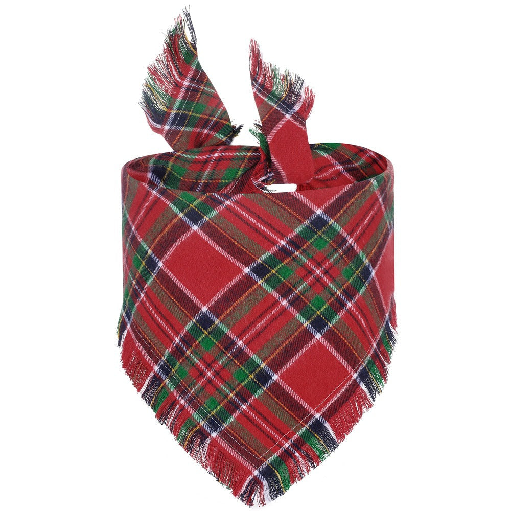 Autumn Pet Collection | Classic Plaid Dog Bandana with Tassel Edges | Stylish Accessory for Fall Festivities 9