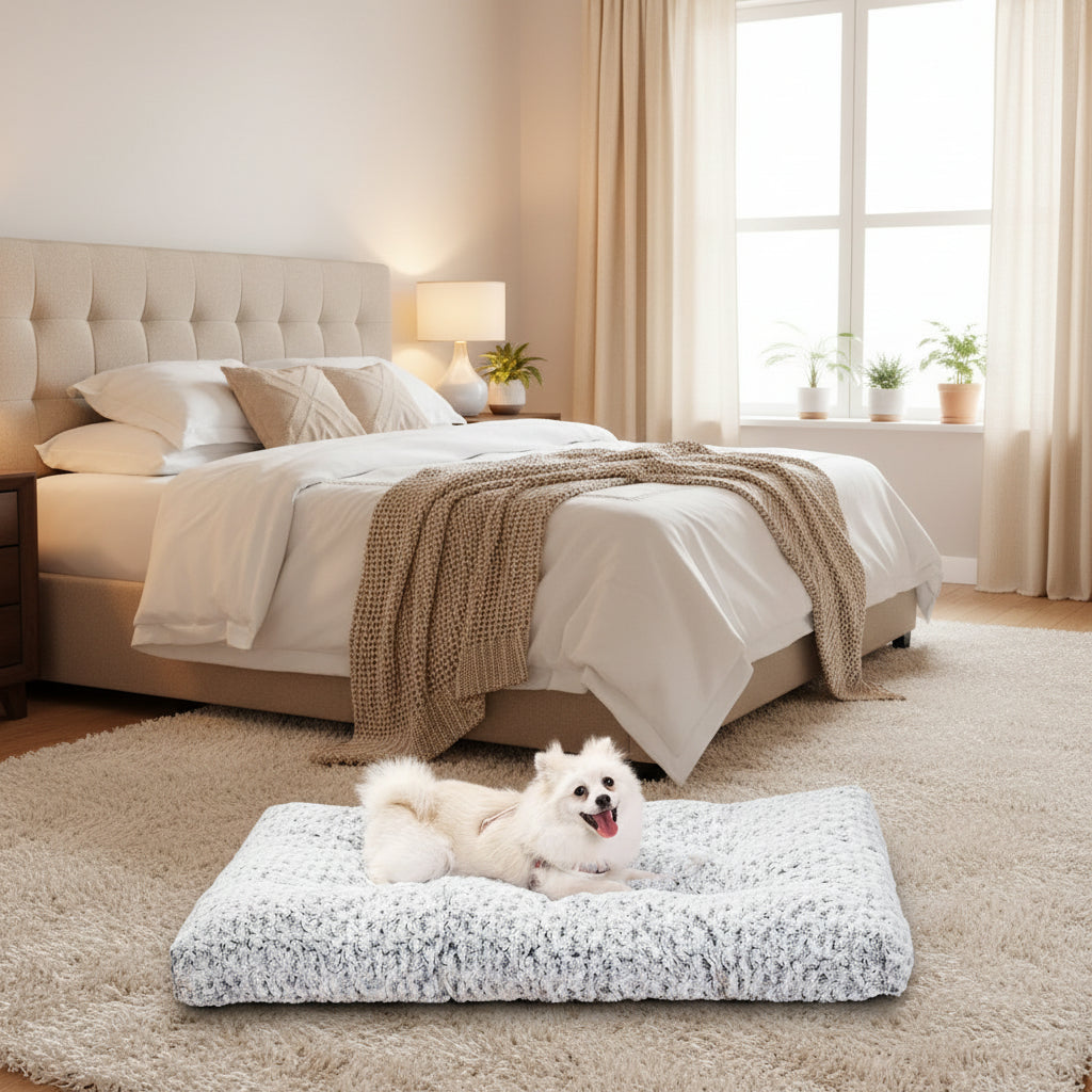 Cozy Haven | Thickened Velvet Dog Bed with Soft Fluffy Design | Washable Mat for Ultimate Comfort 1