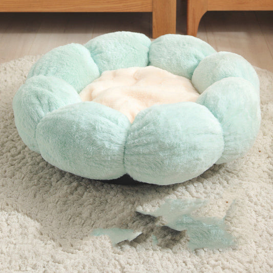 Cozy Pet Bed | Soft Cloth Dog & Cat Bed Mat with Flower Shape Design for Ultimate Comfort 0