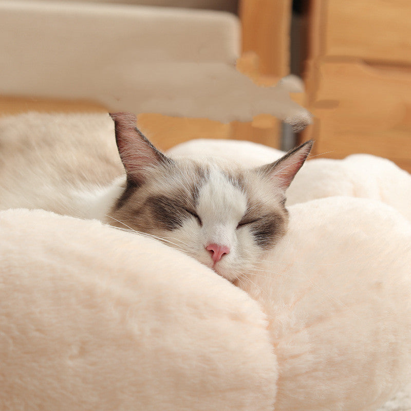Cozy Pet Bed | Soft Cloth Dog & Cat Bed Mat with Flower Shape Design for Ultimate Comfort 2