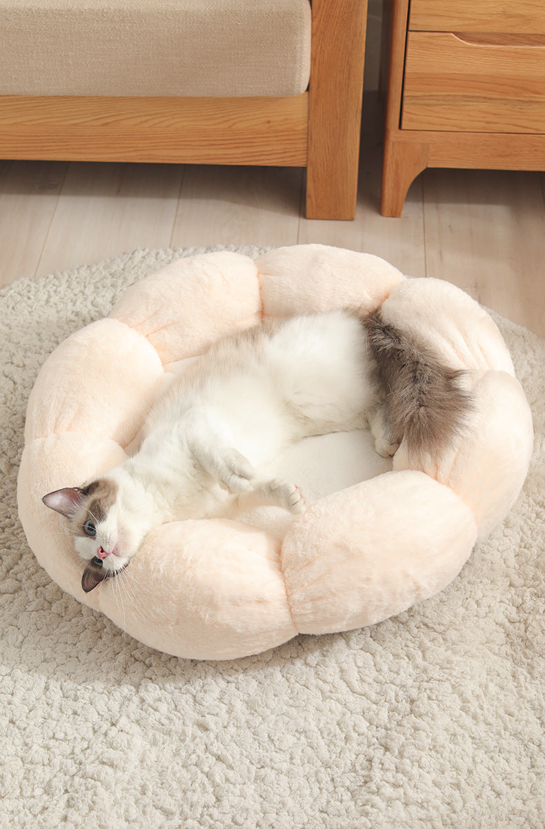 Cozy Pet Bed | Soft Cloth Dog & Cat Bed Mat with Flower Shape Design for Ultimate Comfort 8