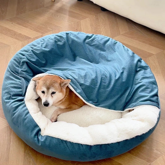Cozy Pet Haven | Orthopedic Dog Bed with Hooded Blanket for Ultimate Comfort 1