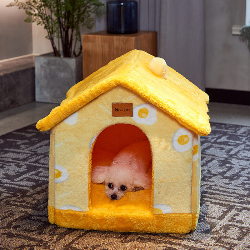 Cozy Pet Nest | Foldable Dog House with Self-Warming Fabric | Durable Shelter for Indoor and Outdoor Comfort 16