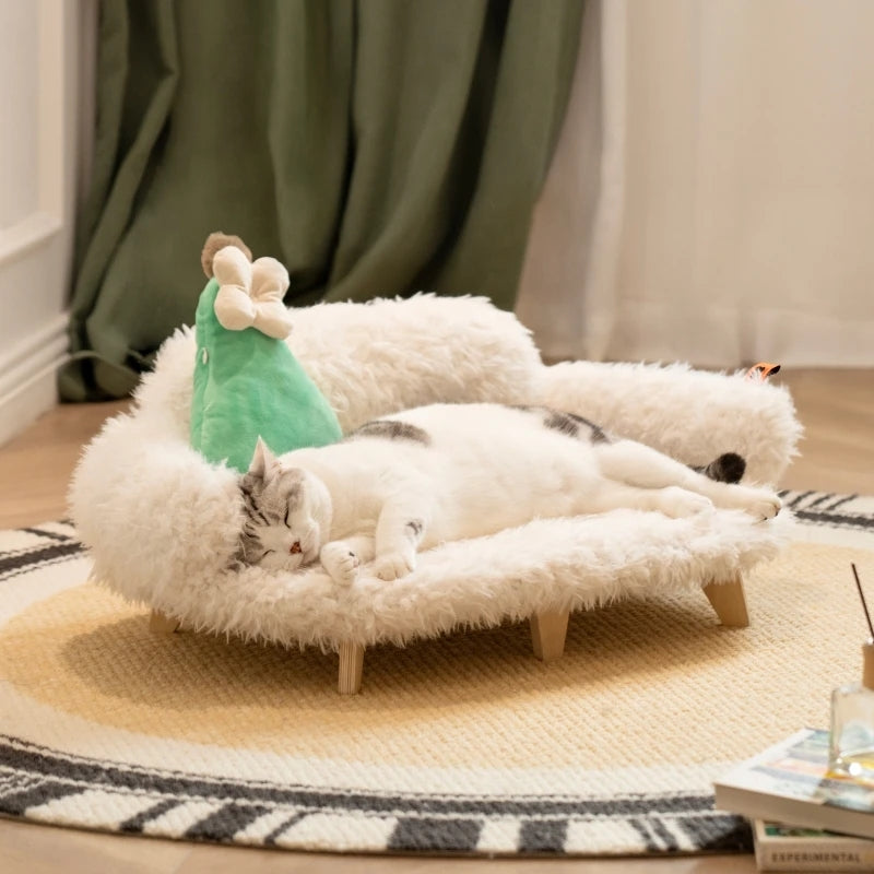 Elegant Wooden Pet Bed | Stylish Dog & Cat Bed with Removable Cover | Safe & Cozy Design for Small to Medium Pets 5