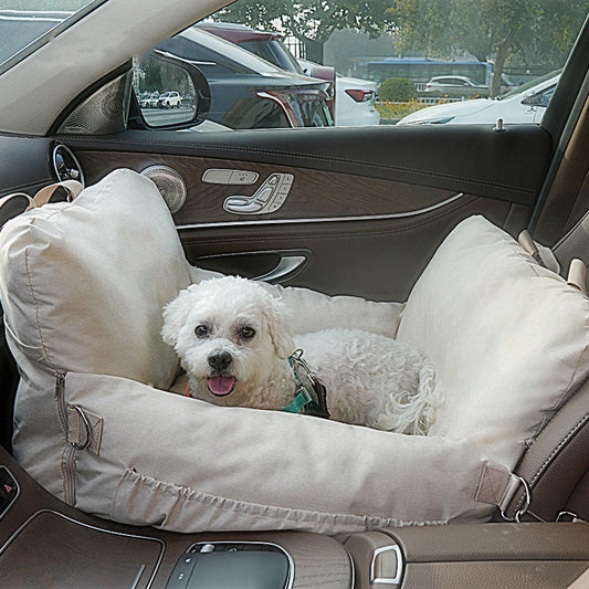 Linen Car Safety Seat Dog Bed with Soft Cushioning | Comfortable Travel Solution for Pets 2