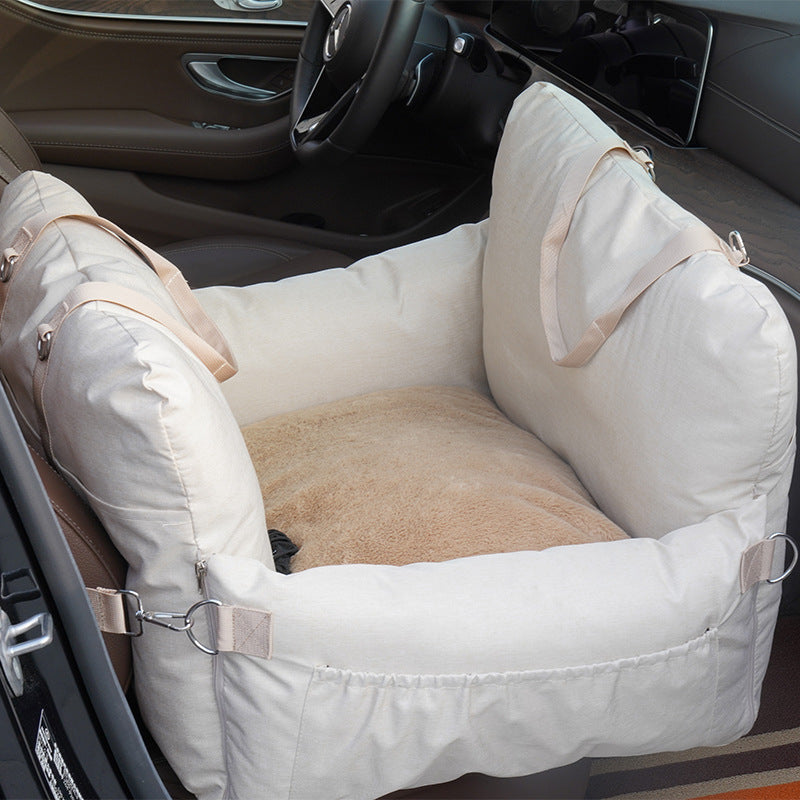Linen Car Safety Seat Dog Bed with Soft Cushioning | Comfortable Travel Solution for Pets 5